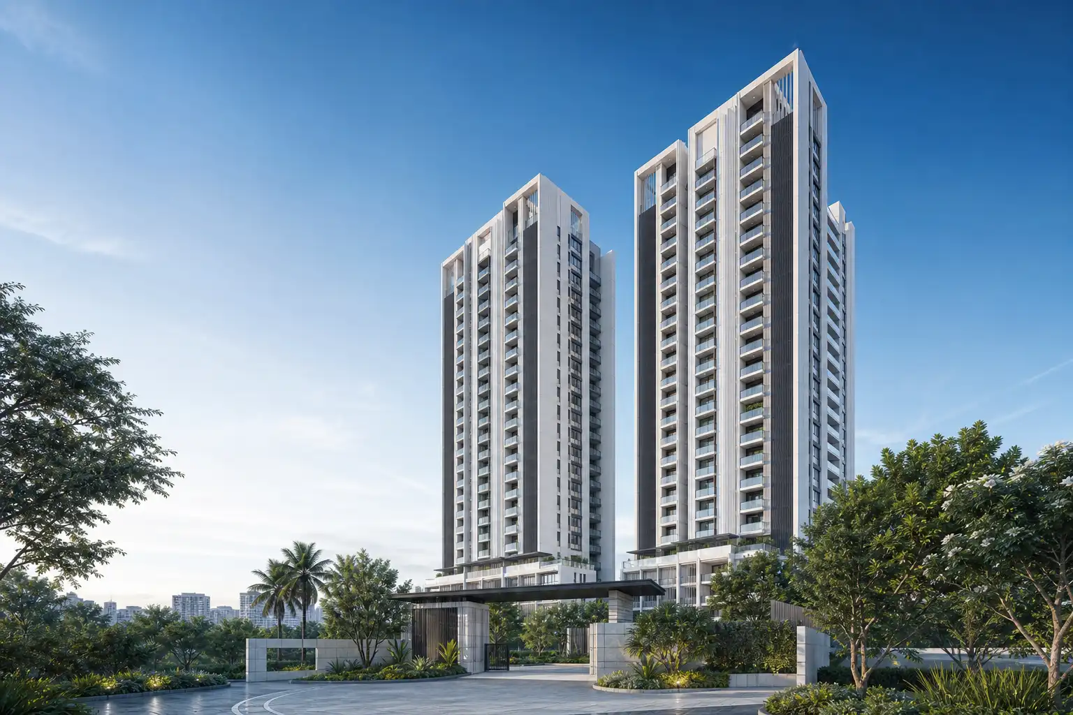 a contemporary two-tower residential community